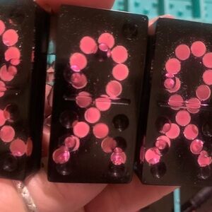 Breast cancer awareness epoxy dominoes/professional size double 6
